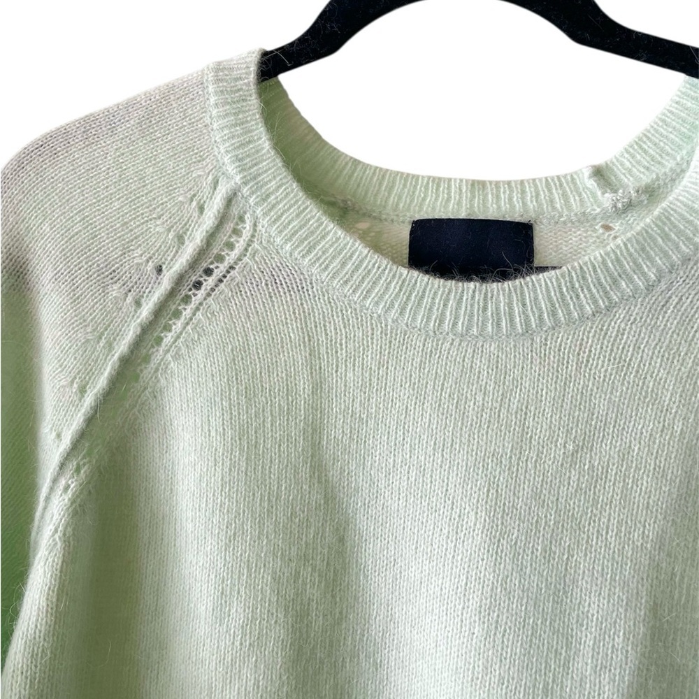 Cynthia Rowley Rabbit Hair Seafoam Green Crewneck Casual Sweater Size Large - Picture 2 of 5